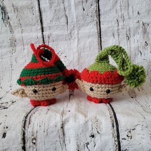 New Christmas Elf Head Ornament Set